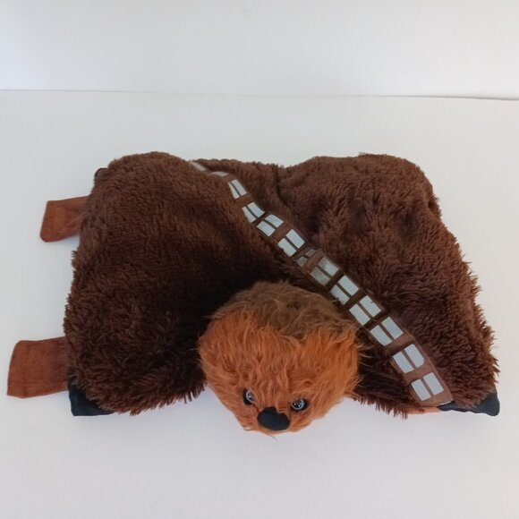 Star Wars Chewbacca Pillow Plush Long Shaggy Hair Blue Eyes Folds Up 20 Inch - Picture 7 of 10